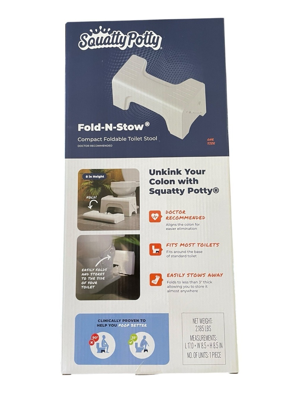 Squatty Potty Fold-N-Stow Compact Foldable Toilet Stool New in Sealed Box